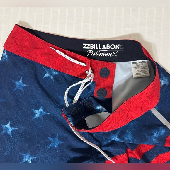 Billabong Board Shorts Swim Trunks American Flag Patriotic Stars Stripes Size 32 - Picture 4 of 14